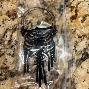 Weighted Black Skeleton Earrings